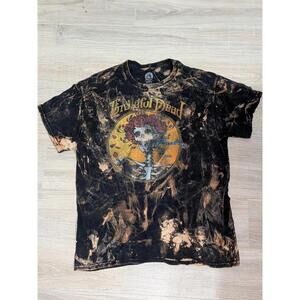 Upcycled Distressed Grateful Dead Bertha Skeleton Lady Black Stonewash T- Shirt